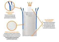 shumee 1000kg BIG BAG z vložkom folije. 95 x 95 x 165. 4 ročaji. Polnilni lijak / zaprto dno. Vrvica / TEGER