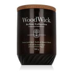 Woodwick ReNew Collection Tomato Leaf & Basil 368 g dišeča svečka