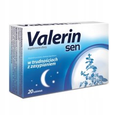 Aflofarm Tablete Valerin Sen, za težave z uspavanjem, prehransko dopolnilo 20 kosov.