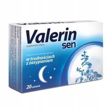 Aflofarm Tablete Valerin Sen, za težave z uspavanjem, prehransko dopolnilo 20 kosov.