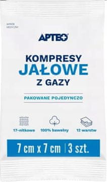 shumee APTEO CARE Sterilne gaze komprese 7x7 cm 3 kosi