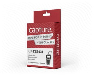 shumee Capture 12 mm x 8 m črni na rdečem traku, CA-TZE431