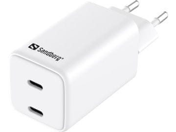 Sandberg Polnilnik Sandberg Dual USB-C PD 65W EU, 441-56