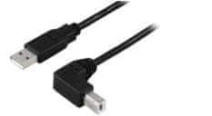 MicroConnect USB-A 2.0 na USB-B 10m kotni visokohitrostni MM kabel, USBAB2ANGLE10