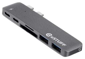 eSTUFF sivi HUB Thunderbolt 40Gb, 5K MacBook PRO
