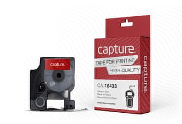 Capture Trajni vinilni trak 19 mm x 5,5 m črn na rumeni podlagi, CA-18433