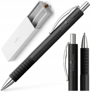 shumee FABER-CASTELL Avtomatski kemični svinčnik v elegantnem usnjenem etuiju Essentio ČRNE barve
