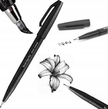 shumee PENTEL Čopič ČRNI marker za kaligrafijo in skiciranje