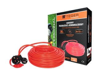 shumee Podaljšek z enojno vtičnico, garden PROFESSIONAL, 3X1,5 mm, IP20, H05VV-F, z ozemljitvijo, CE certifikat / 20M, Teger