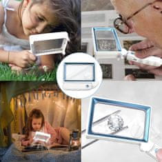 shumee 4x10x POVEČALNO STEKLO 20LED SVETILKA ZA BRANJE NAKITA BELO-MODRA