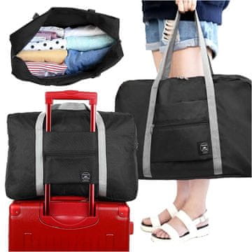 shumee Ženska športna potovalna torba za čez ramo za vadbo v telovadnici, ročna prtljaga 48x32, tkanina Alogy Sport črne barve