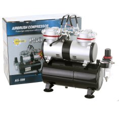 shumee DVOJNI BATNI KOMPRESOR ZRAČNE KRTAČE 3,5-L CILINDR TIHO DELOVANJE PROFESIONALNO