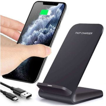 shumee Alogy Qi Stand Charger brezžični polnilnik, držalo za telefon s polnjenjem 15W črne barve