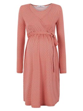 shumee Ženska rdeča nosečniška obleka z zavezami in puhom