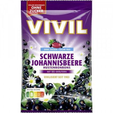 VIVIL Bonboni Vivil Schwarze Johannisbeere brez sladkorja 120 g
