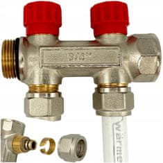 Wärmer PEX 3/4 16 mm razdelilnik, 2 dela, za talno ogrevanje, toplo vodo