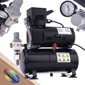 shumee KOMPRESOR ZA ZRAČNO KRTAČO S 3-LITRSKO STEKLENIČKO, SAMODEJNI VKLOP IN IZKLOP, TIHI
