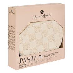 shumee ZLOŽLJIV POUFE Pasti 38x38 cm okrogla bela/bež šahovnica