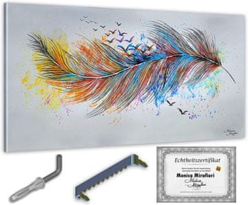 shumee Monica Mirafiori I 100 % ROČNO POSLIKANA I Slika Plume 140x70cm | Ročno poslikana slika | Akrilna slika | Zelo velika akrilna slika I Moderna umetnost I Umetniške slike