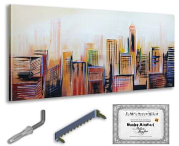 shumee Monica Mirafiori I Slika Manhattan I 140x70cm | Ročno poslikana slika | Akrilna slika | Zelo velika akrilna slika I Moderna umetnost I Umetniške slike I Ročno poslikana slika