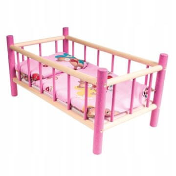 shumee Lazur-Mix WOOD postelja za punčke Lesena postelja za punčke s posteljnino