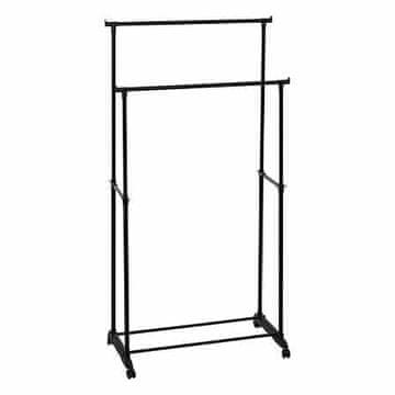 shumee Dvojna obešala za oblačila na kolesih, črna