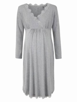 shumee Ženska siva obleka za nosečnice z naramnicami in puhom
