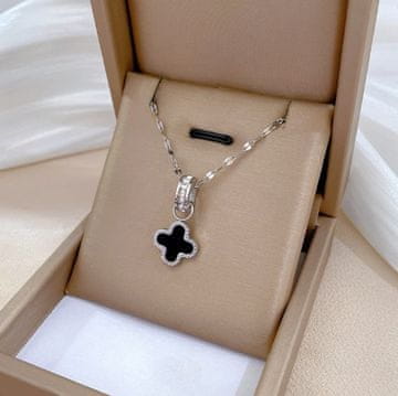 shumee Ogrlica z deteljico in kubičnim cirkonom - kirurško jeklo, srebro