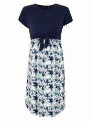 shumee Ženska temno modra obleka za nosečnice in dojenje z naramnicami