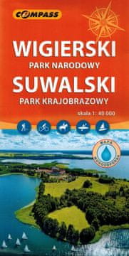 Compass Narodni park Wigry in krajinski park Suwałki. Plastificiran turistični zemljevid. Izdaja 2023. Kompas