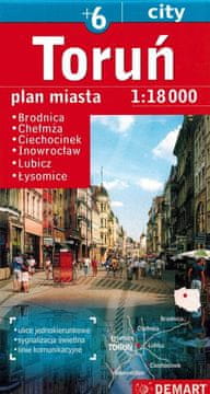 shumee Toruń +6. Brodnica, Chełmża, Ciechocinek, Inowrocław, Lubicz, Łysomice. Zemljevid / načrt mesta. Izdaja 2024/2025. Demart