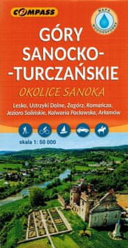 shumee Sanoksko-turčansko gorovje. Območje Sanoka. Plastificiran turistični zemljevid. Izdaja 2024. Kompas
