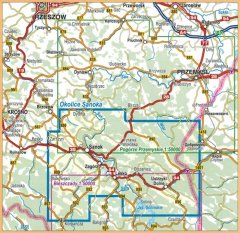 shumee Sanoksko-turčansko gorovje. Območje Sanoka. Plastificiran turistični zemljevid. Izdaja 2024. Kompas