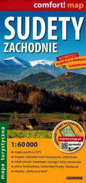 shumee Zahodni Sudeti 1:60.000. Karkonosze, Jizera Mountains, Kaczawskie, Rudawy Janowickie. Laminirana turistična karta. Izdaja 2025. ExpressMap