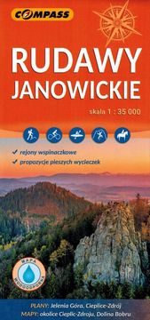 shumee Rudawy Janowickie 1:35.000. Plastificiran turistični zemljevid. Izdan leta 2025. Kompas