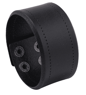 shumee Elegantna preprosta črna usnjena punk zapestnica 23 cm