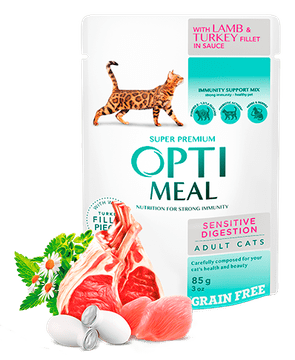 shumee OPTIMEAL Cat Sensitive jagnječji in puranji file v omaki 85 g