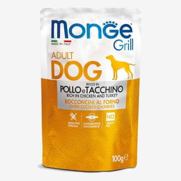 Monge Monge Dog Grill koščki hrane za odrasle pse s piščancem in puranom 100 g