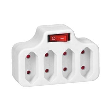 shumee 4x2P razdelilnik s stikalom, bel OR-AE-13255