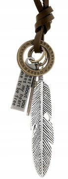 shumee Usnjena ogrlica s peresom in križem, unisex, boho srebrna