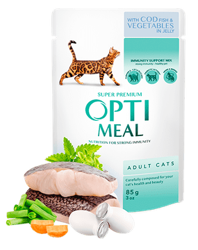 shumee OPTIMEAL hrana za odrasle mačke z zelenjavo v želeju 85 g