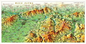 shumee Mala in Velika Fatra. Panoramski zemljevid s 3D učinkom. Razglednica