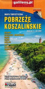 shumee Koszalinska obala. Chłopy, Darłowo, Dąbki, Gąski, Mielno, Łazy, Sarbinowo, Unieście. Turistična karta. Izdaja 2024. Galilej