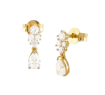 Guess Bleščeči viseči uhani iz pozlačenega srebra Jardin JSBE04492JWYGT/U