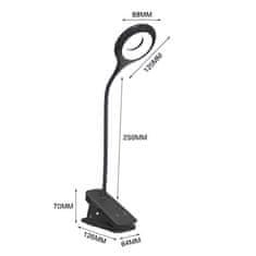 LIVEFY Reading LED svetilka s sponko + kabel USB-C, črna