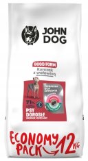 shumee JOHN DOG suha hrana za pse srednje velikih in velikih pasem PIŠČANEC IN GOVEDINA 12 kg