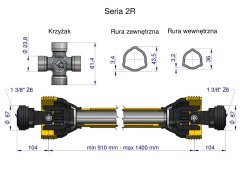 shumee Teleskopska kardanska gred 910-1400 mm 270 Nm 40260 CE 2020 serija 2R WARYŃSKI WA25-91