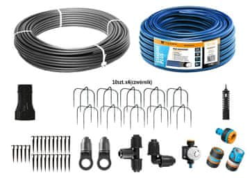 shumee PROFESSIONAL kapljični namakalni set 10 m z reduktorjem tlaka (2 kapljična voda, 20 m cev, hitri priključki, časovnik) / TEGER