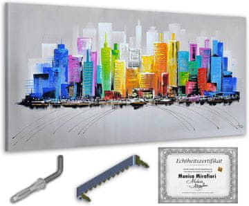 shumee Monica Mirafiori I 100 % ROČNO POŠILJANO I Slika Barvito mesto I 140x70cm | Ročno poslikana slika | Akrilna slika | Zelo velika akrilna slika I Moderna umetnost I Umetniške slike