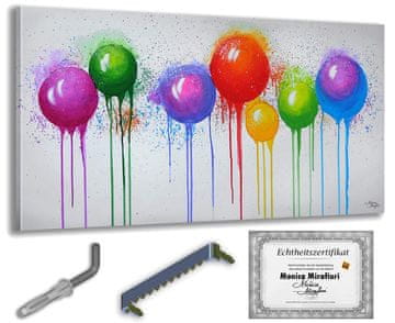 shumee Monica Mirafiori I 100 % ROČNO POSLIKANA I Slikanje balonov 140x70cm | Ročno poslikana slika | Akrilna slika | Zelo velika akrilna slika I Moderna umetnost I Umetniške slike